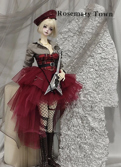 ドール用服 上下セット レッド パンク風 62cm/63cm/68cm女の子用 人形用 球体関節人形用 BJD用