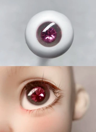 ドール用アイ レジンアイ キラキラ ピンク 石膏+樹脂アイ 12mm/14mm/16mm/18mmサイズ人形用 BJD