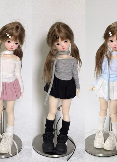 ドール用服 上着 スカート ホワイト グレー ブルー ブラアク ピンク YOSDサイズ人形通用 BJD用