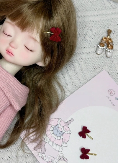 ドール用髪飾り ヘアピン 蝶結び レッド MSD/YOSD/Blythe/OB24サイズ人形通用 BJD用