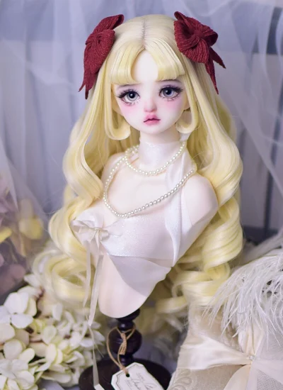ドール用 ウィッグ 前髪 ロングパーマ ライトゴールド 幼SD/MSD/小顔SD/SD/Blythe人形用 BJD用