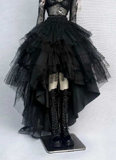 ドール用服 スカート シフォン ブラック 60-68cm人形用 女の子用 球体関節人形用 BJD用