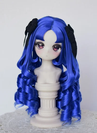 ドール用 ウィッグ 前髪 ロングパーマ ネイビー 幼SD/MSD/小顔SD/SD/Blythe人形用 BJD用