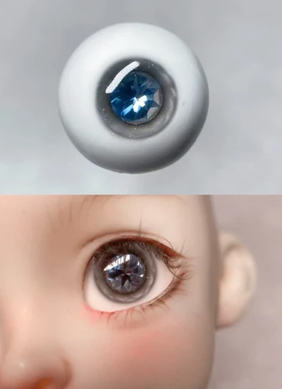 ドール用アイ レジンアイ キラキラ グレーブルー 石膏+樹脂アイ 12mm/14mm/16mm/18mmサイズ人形用 BJD