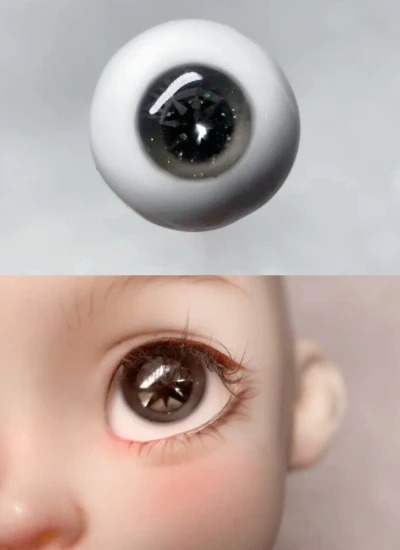 ドール用アイ レジンアイ リアル風 ブラック 石膏+樹脂アイ 12mm/14mm/16mm/18mmサイズ人形用 BJD