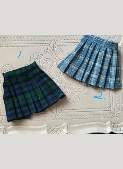 ドール用服 プリーツスカート ブルー グリーン MSD/SD/AP/DD/SD16女の子用 球体関節人形用 BJD用