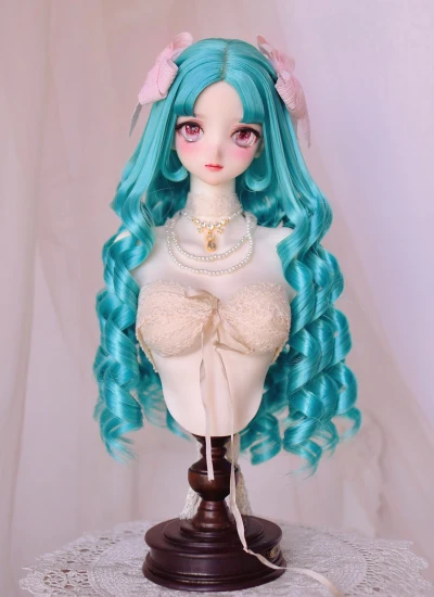 ドール用 ウィッグ 前髪 ロングパーマ ブルー 幼SD/MSD/小顔SD/SD/Blythe人形用 BJD用