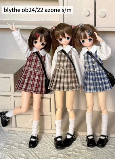 ドール用服 ワンピース ドレス レッド ブルー ブラウン OB22/OB24サイズ人形用 BJD用