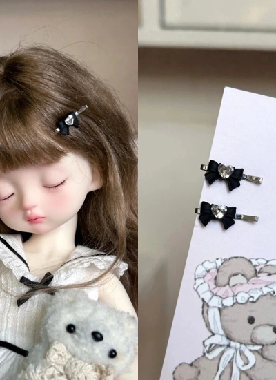ドール用髪飾り ヘアピン 蝶結び ブラック MSD/YOSD/Blythe/OB24サイズ人形通用 BJD用