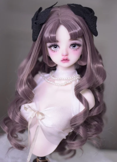 ドール用 ウィッグ 前髪 ロングパーマ ブラウングレー 幼SD/MSD/小顔SD/SD/Blythe人形用 BJD用