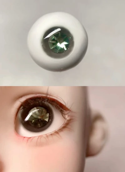 ドール用アイ レジンアイ グリーン キラキラ 石膏+樹脂アイ 12mm/14mm/16mm/18mmサイズ人形用 BJD