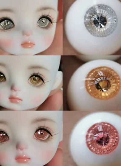 ドール用アイ 石膏アイ キラキラ シルバー/ゴールド/ピンク 12mm/14mm/16mmサイズ人形用 BJD