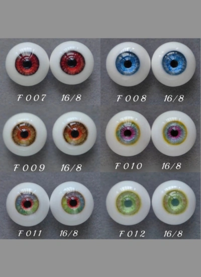 ドール用アイ 石膏アイ リアル風 レッド/ブルー/オレンジ/グリーン 12mm/14mm/16mmサイズ人形用 BJD