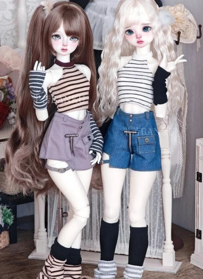 ドール用服 トップス パンツ ブラック ホワイト グレー グリーン ピンク OB24/YOSD/1/5/MSD/SDサイズ人形用 女の子用 BJD用