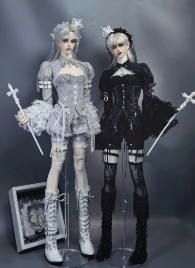 Laluna Doll BJD Clothing Boy/Girl Black White Short Pants/Long Dress for Large MSD/72cm/75cm Ball-jointed Doll