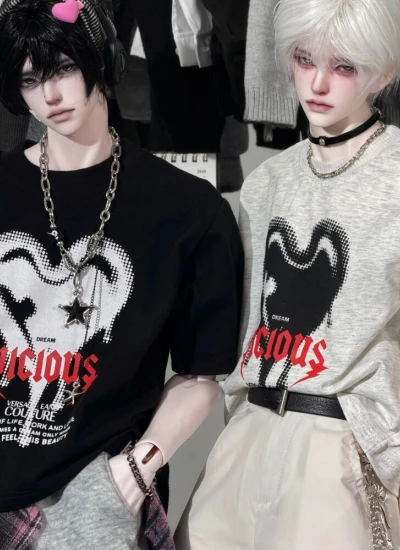 ドール用服 Tシャツ ブラック グレー 75-77cmサイズ人形用 BJD用