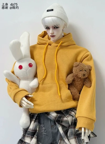 ドール用服 パーカー ブラック ホワイト レッド ブラウン グレー 抹茶 グリーン イエロー ブルー ピンク ネイビー 75-77cmサイズ人形用 BJD用