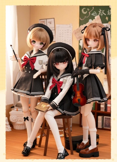 【ALL in】MJDドールフルセット 狐狐学院 音楽系少女 文学系少女 美術系少女 45.5cm/46.5cm 女の子 機械関節人形
