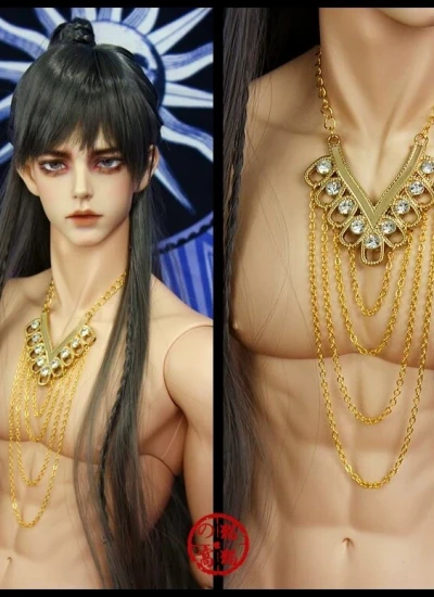 ドール用BJD 金色V型タッセルチェストチェーン ネックレス 3分4分DD叔体通用 BJD DOLL