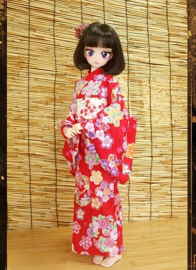 ドール服 浴衣 レッド MSD/SD/68/70/75サイズ人形用 BJD用 球体関節人形用