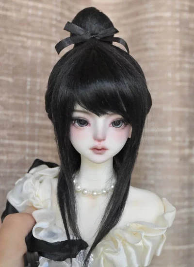 ドール用ウィッグ ハーフお団子ヘア ブラック ブラウン 1/12 1/8 1/6 MSD SDサイズ人形用 BJD MJD