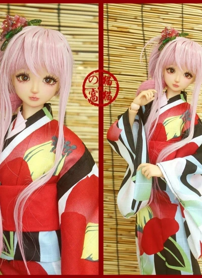 ドール服 浴衣 レッド MSD/SD/68/70/75サイズ人形用 BJD用 球体関節人形用
