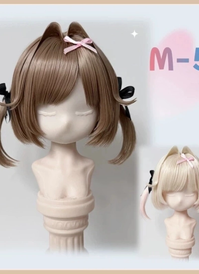 ドール用ウィッグ ショートヘアー 前髪 【M-57】スタイリングあり ゴールド ブラウン ピンク グリーン ホワイト イエロー ブラック MSD/SDサイズ 女の子用  球体関節人形用 BJD