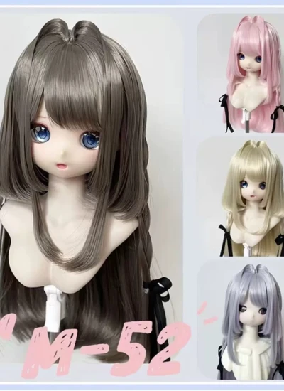 ドール用ウィッグ ロングヘアー 前髪【M-52】スタイリングあり ピンク/ブラウン/ゴールド/ブルー MSD/SDサイズ 女の子用  球体関節人形用 BJD