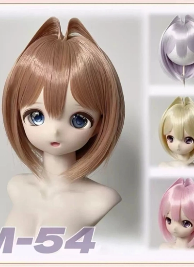 ドール用ウィッグ ショートヘアー 前髪【M-54】スタイリングあり ピンク/ゴールド/グリーン/パープル/ブラウン MSD/SDサイズ 女の子用  球体関節人形用 BJD