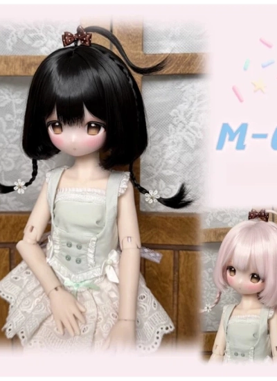 ドール用ウィッグ 前髪カット 【M-61】 ブルー ブラウン グリーン ゴールド ピンク ラズベリーレッド MSD/SDサイズ 女の子用  球体関節人形用 BJD