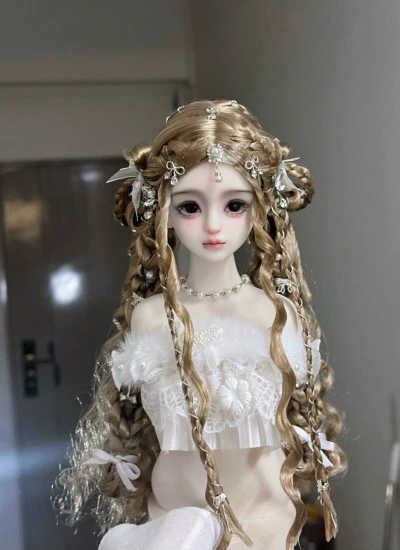 ドール用ウィッグ   ロングパーマヘア ミルク絲  ブラウン  YOSD/MSD/小顔SD/SDサイズ用 BJD用