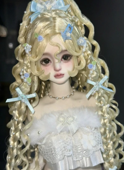 ドール用ウィッグ   ロングパーマヘア ミルク絲  ゴールド  YOSD/MSD/小顔SD/SDサイズ用 BJD用