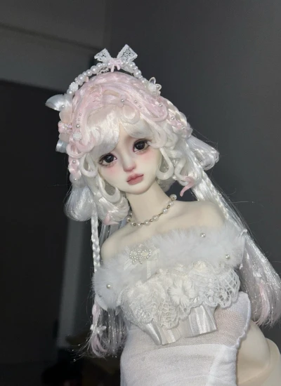 ドール用ウィッグ  パーマヘア ミルク絲 グラデーション ピンク  YOSD/MSD/小顔SD/SDサイズ用 BJD用