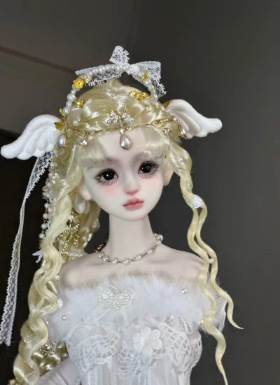 ドール用ウィッグ   ロングパーマヘア ミルク絲  ゴールド  YOSD/MSD/小顔SD/SDサイズ用 BJD用