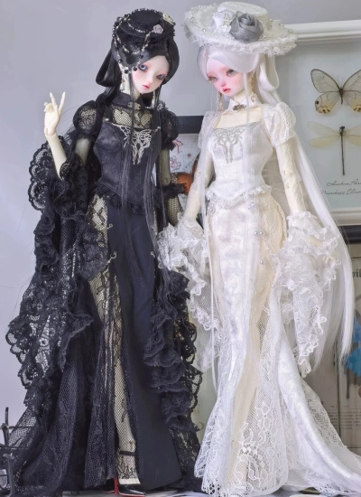 BJD Clothes【Sphenoid Bone】Mysterious Sexy Lace Doll Outfit Set for Large MSD/SD Size Ball-jointed Doll