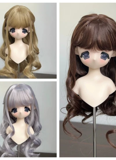 ドール用ウィッグ カールヘアー 高温糸 ブラウン/シルバーグレー/ライトパープル MSD/SDサイズ人形用 BJD用