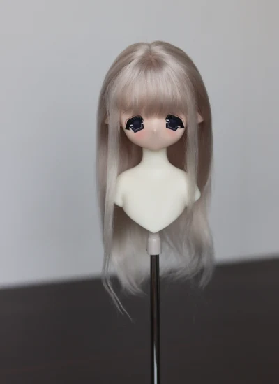 ドール用ウィッグ ストレート モヘア ホワイトグレー 前髪 SD/MSD/YOSDサイズ人形用 BJD用