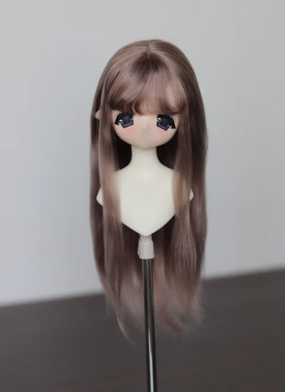 ドール用ウィッグ ストレート モヘア 栗ブラウン 前髪 SD/MSD/YOSDサイズ人形用 BJD用