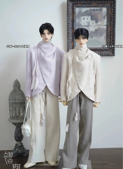 ドール用服 コート 上着 グレー ベージュ パープル 75/77サイズ BJD人形用