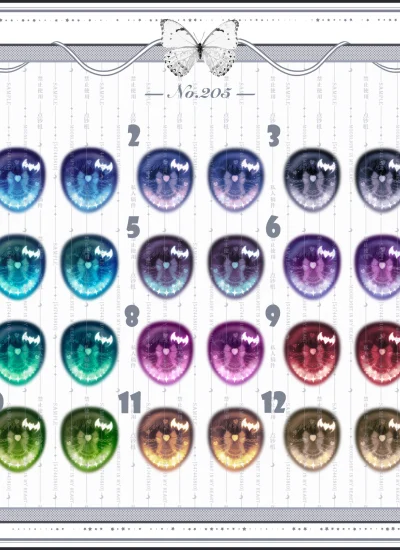 ドール用アイ マンガアイ 水転写デカールアイ『205』mdd/bjd/ob 二次元 10mm/12mm/14mm/16mm/18mm/20mm/22mm BJD/MJD用