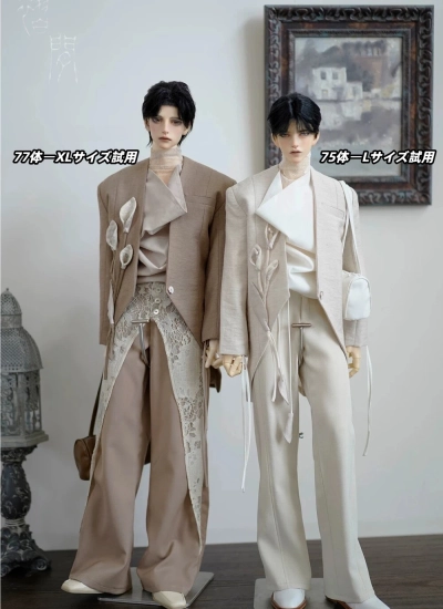 ドール用服 コート 上着 グレー ベージュ ブラウン 75/77サイズ BJD人形用