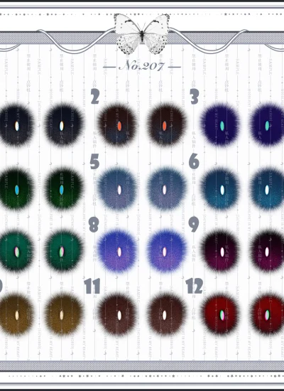 ドール用アイ マンガアイ 水転写デカールアイ『207』mdd/bjd/ob 二次元 10mm/12mm/14mm/16mm/18mm/20mm/22mm BJD/MJD用