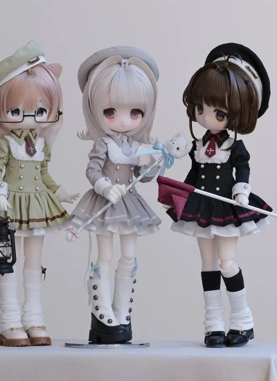 【期間限定】 ドール用服  洋服セット ブラック グレー グリーン【少女指揮部】 1/6サイズ 球体関節人形用 BJD用