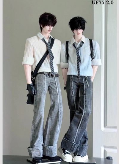 ドール用服 衣装セット シャツ ズボン バッグ ネクタイ ID75サイズ用  球体関節人形用 bjd 《7Herz》