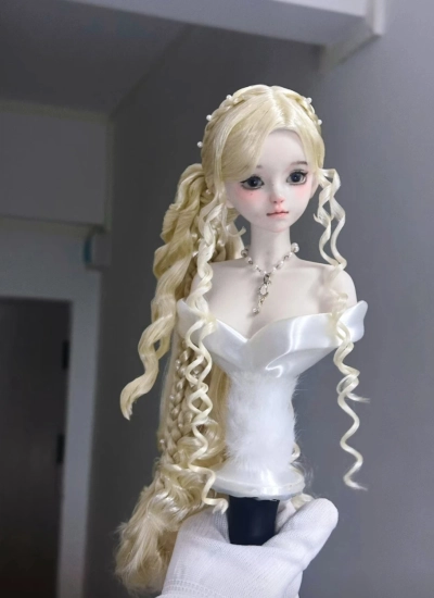 ドール用ウィッグ  ゴールド ロングパーマ YOSD/MSD/小顔SD/SDサイズ用 BJD用
