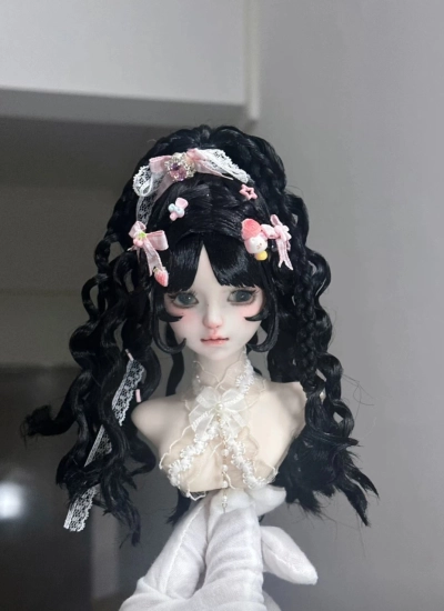 ドール用ウィッグ  パーマ ブラック  YOSD/MSD/小顔SD/SDサイズ用 BJD用