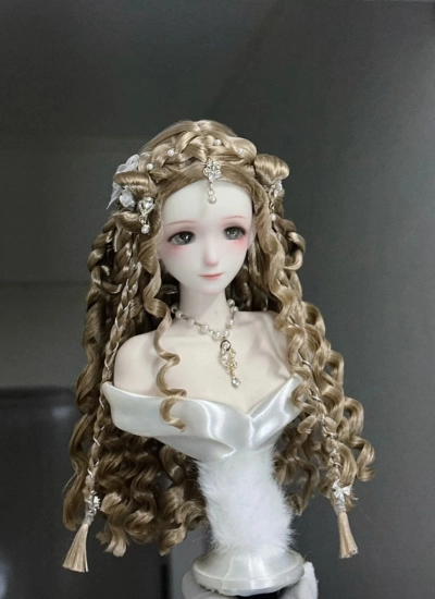 ドール用ウィッグ  亜麻ブラウン  YOSD/MSD/小顔SD/SDサイズ用 BJD用