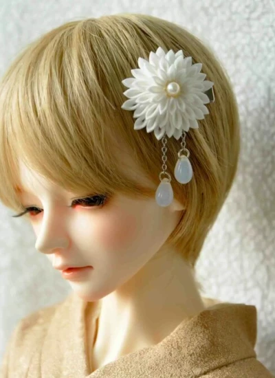 ドール用髪飾り ヘアピン 着物用 ホワイト MSD/SD以上サイズ人形通用 BJD用
