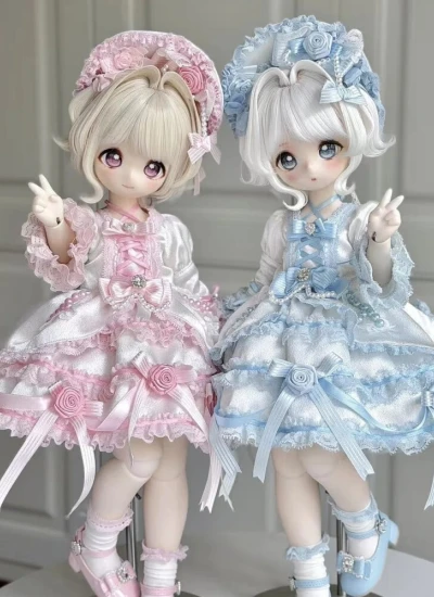 【期間限定】ドール用服 Lolita ロリィタ ブルー ピンク 女の子用 YOSD/MSDサイズ 球体関節人形用 BJD用【玫瑰宝石公主】