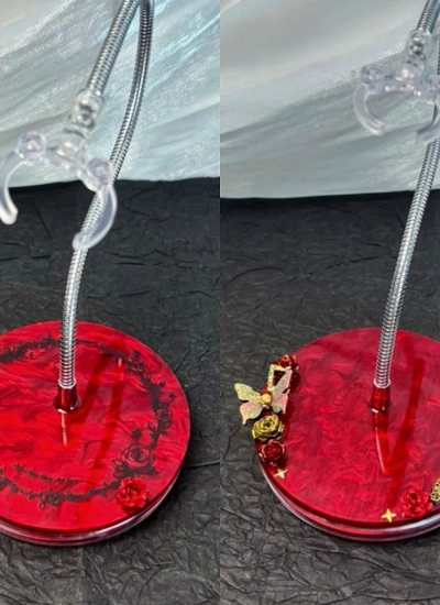ドール用スタンド 股支え 腰挟み式 回転タイプ レッド 1/6 1/8 1/12 ob11 阿巳ボディサイズ人形用 BJD